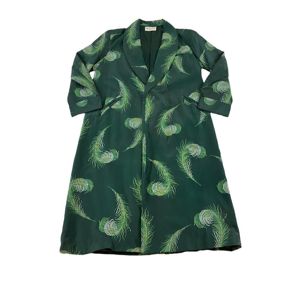 Vintage Cain Sloan Peacock Green Dressing Coat - L/XL